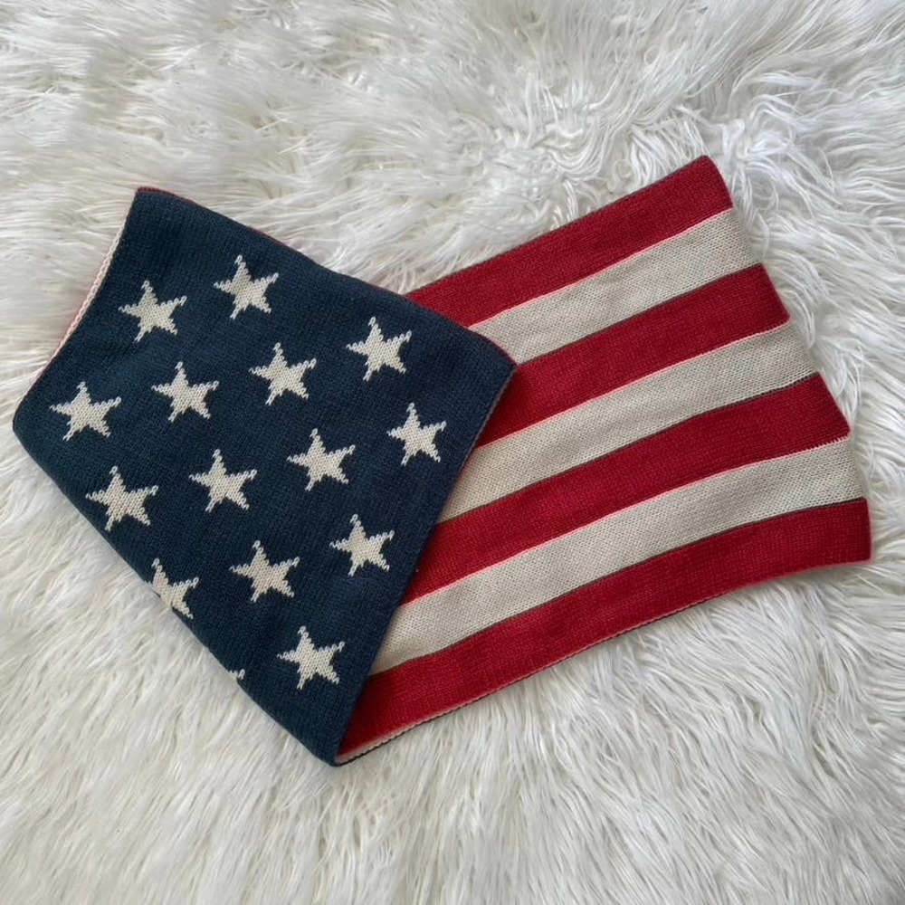 Scarf Red, Blue, Stars‎ Knit American Flag Patriotic Snood Infinity